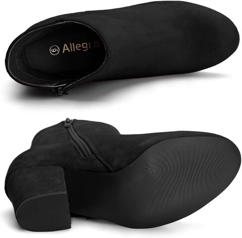 Allegra K Women's Round Toe Side Zip Chunky Heel Ankle Boots in Kuwait