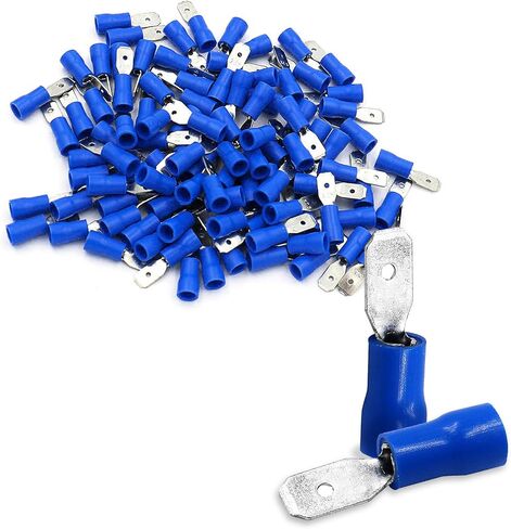 Baomain Blue Male Insulated Spade Wire Connector Electrical Crimp Terminal 16-14 AWG 4.8 x 0.5mm Pack of 100 in Saudi Arabia