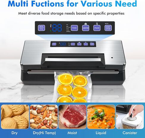 Vacuum Sealer - Powerful 95kPa vacuum sealer for food with Built-in Cutter Bag Storage,Easy-Lock Handle Digital Timer,2 Roll and 5 Pre-cut Bags & Hose Every Seal Perfect Freshness Locked In in Saudi Arabia