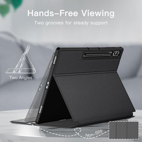 حالة Jetech لـ Samsung Galaxy Tab S10 Ultra/Tab S9 Ultra 14.6 بوصة مع حامل القلم S ، وغطاء قرص واقعي Slim Folio ، وعرض متعدد الزوايا (أسود) in Kuwait
