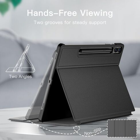 حالة Jetech لـ Samsung Galaxy Tab S10 Ultra/Tab S9 Ultra 14.6 بوصة مع حامل القلم S ، وغطاء قرص واقعي Slim Folio ، وعرض متعدد الزوايا (أسود) in Kuwait