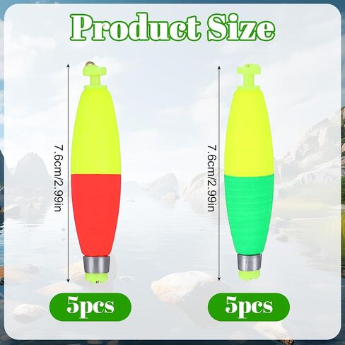 10 Packs Weighted Bobbers for Fishing, EVA Floats Rocket Floats Weighted Fishing Bobbers for Crappie, Catfish, Bluegill, Sunfish, Bass in Saudi Arabia