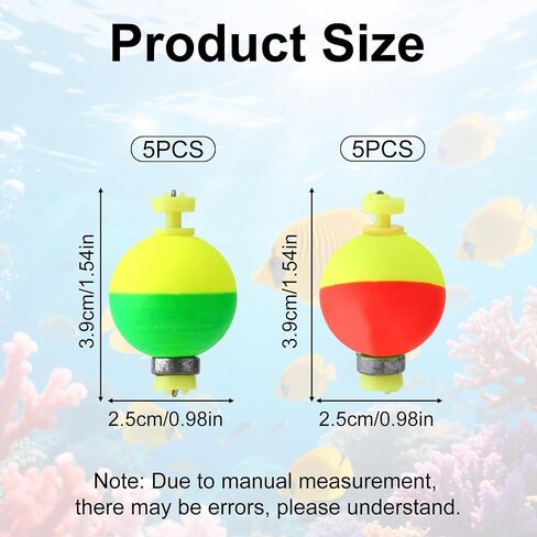 10pcs Fishing Bobber Floats, EVA Push Button Round Buoy Snap on Weighted Slip Bobbers Fishing Tackle Accessories for Crappie Bluegill Panfish Bass Trout Catfish Supplies in Saudi Arabia