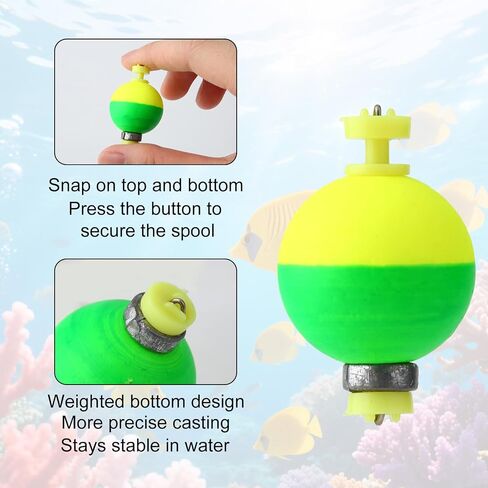 10pcs Fishing Bobber Floats, EVA Push Button Round Buoy Snap on Weighted Slip Bobbers Fishing Tackle Accessories for Crappie Bluegill Panfish Bass Trout Catfish Supplies in Saudi Arabia