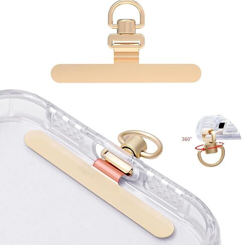 360° Rotating Phone Lanyard Tab,Ultra Thin 0.2mm Stainless Steel Adhesive Free Phone Tether Patch, Universal Metal Lanyard Holder for All Cell Phones,Gold in Saudi Arabia