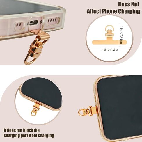 360° Rotating Phone Lanyard Tab,Ultra Thin 0.2mm Stainless Steel Adhesive Free Phone Tether Patch, Universal Metal Lanyard Holder for All Cell Phones,Gold in Saudi Arabia
