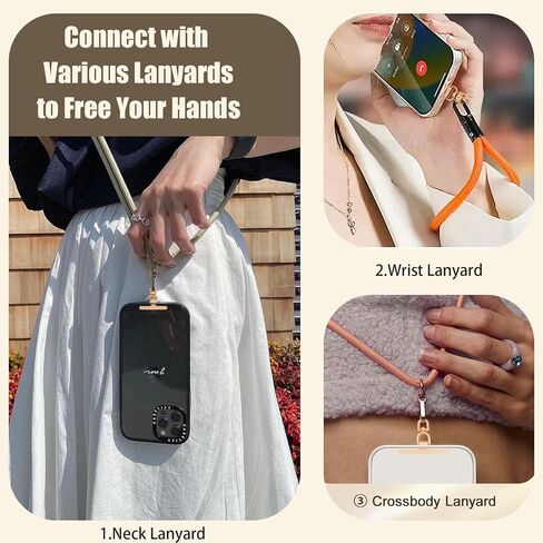 360° Rotating Phone Lanyard Tab,Ultra Thin 0.2mm Stainless Steel Adhesive Free Phone Tether Patch, Universal Metal Lanyard Holder for All Cell Phones,Gold in Saudi Arabia