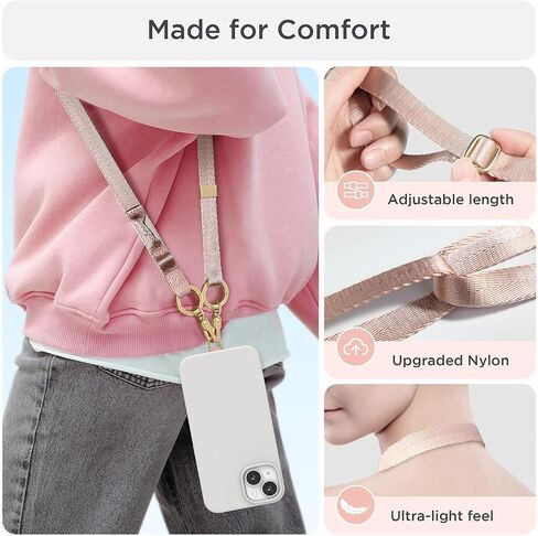 Phone Lanyard 2 in 1, Anti Theft Phone Strap Crossbody for Women Men, Adjustable Phone Wrist Strap with 2 Pack Tether Tabs in Kuwait