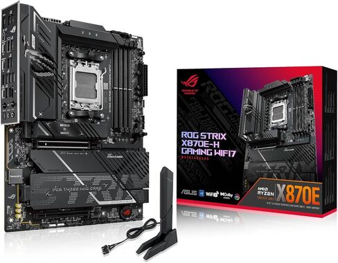 ASUS ROG Strix X870E-H GAMING WIFI7 AMD X870E-H ATX مع مراحل طاقة 16+2+1 ، مفتاح OC Dynamic ، Core Flex ، DDR5 AEMM ، 4x M.2 ، PCIE 5.0 ، Q-RELEASE ، منافذ USB4 المزدوجة و USB 10GBPS-C-CONTER in Saudi Arabia