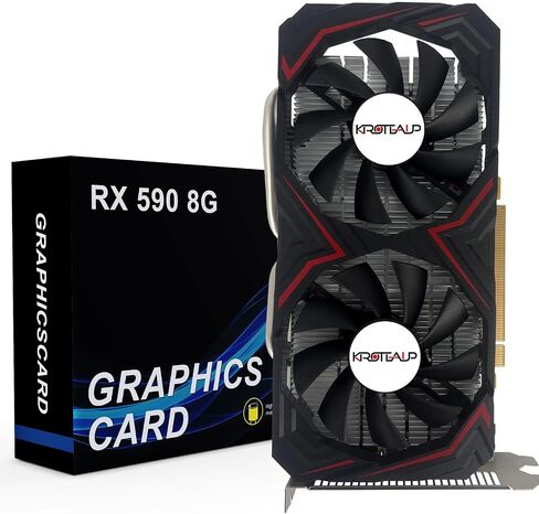 بطاقة رسومات Radeon RX 590 8GB ، 2304SP GDDR5 256bit PCI Express 3.0 ، مع منافذ HDMI/DP/DVI ومروحة مزدوجة ، وبطاقات فيديو لألعاب المكتب وألعاب الكمبيوتر in Saudi Arabia