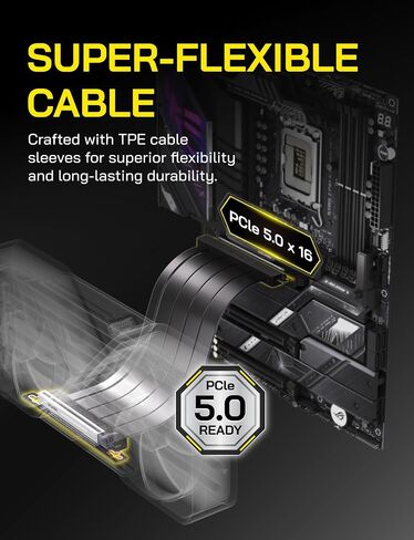 Ezdiy-Fab PCIe 5.0 X16 Riser Cable ، عرض النطاق الترددي 128GB/S ، لـ RTX 50/40 & RX 9000/7000 GPU ، بطاقة امتداد PCIE ، متوافقة مع PCIE 4.0/3.0 ، GPU MOUNTRIGHT angle-20cm ، Black in Saudi Arabia