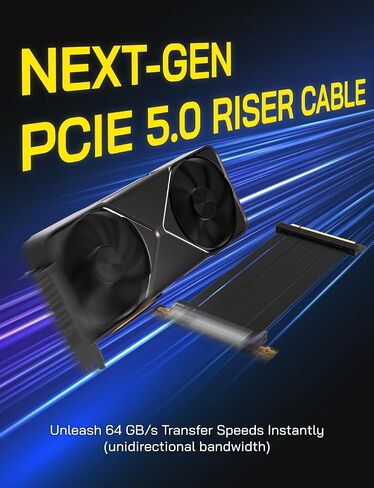 Ezdiy-Fab PCIe 5.0 X16 Riser Cable ، عرض النطاق الترددي 128GB/S ، لـ RTX 50/40 & RX 9000/7000 GPU ، بطاقة امتداد PCIE ، متوافقة مع PCIE 4.0/3.0 ، GPU MOUNTRIGHT angle-20cm ، Black in Saudi Arabia