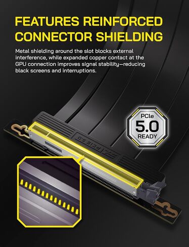 Ezdiy-Fab PCIe 5.0 X16 Riser Cable ، عرض النطاق الترددي 128GB/S ، لـ RTX 50/40 & RX 9000/7000 GPU ، بطاقة امتداد PCIE ، متوافقة مع PCIE 4.0/3.0 ، GPU MOUNTRIGHT angle-20cm ، Black in Saudi Arabia