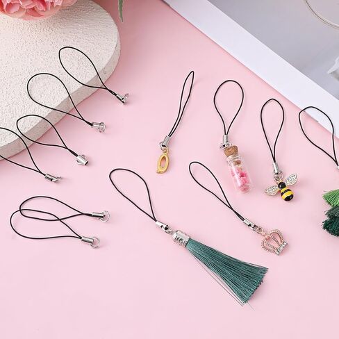 100pcs مجموعة سحر الهاتف ، سلسلة سلسلة المفاتيح ، سلسلة مفاتيح السلسلة الخلوية سحر سلسلة تقسيم حزام حلقة قابلة للفصل in Kuwait
