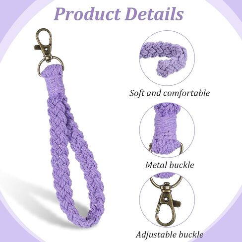 4 pcs Boho Phone Wrist Strap Soft Macrame Keychains Braided Keychain Straps Universal Smartphone Wrist Lanyard Handmade Keychain Wristlet with Tether Tabs Patches for Women Men in Saudi Arabia