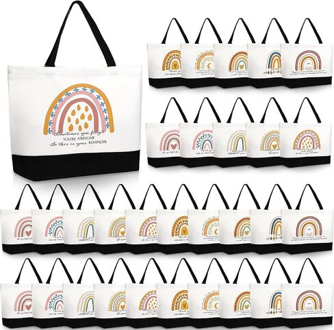 Silkfly 30 Pcs Appreciation Gifts Canvas Tote Bag for Women, Thank you Inspirational Bag for Teacher Coworker in Saudi Arabia