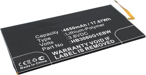 بطارية الكمبيوتر اللوحي الرقمي التآزر ، متوافقة مع قرص Huawei HB3080G1EBC ، (Li-Pol ، 3.8V ، 4650mAh) سعة عالية للغاية ، بديل لبطارية Huawei HB3080G1EBC in Saudi Arabia
