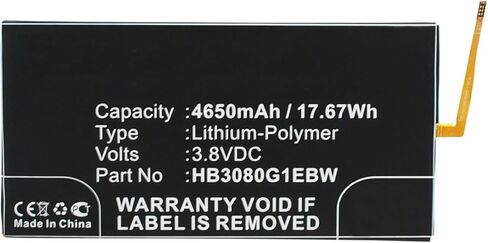 بطارية الكمبيوتر اللوحي الرقمي التآزر ، متوافقة مع قرص Huawei HB3080G1EBC ، (Li-Pol ، 3.8V ، 4650mAh) سعة عالية للغاية ، بديل لبطارية Huawei HB3080G1EBC in Saudi Arabia
