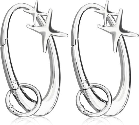 2pcs star carabiner keychain key ring cool chrome chrome remoy extrage material silver silver cute hight duty hook for car bashpag prose back charms charms in Saudi Arabia