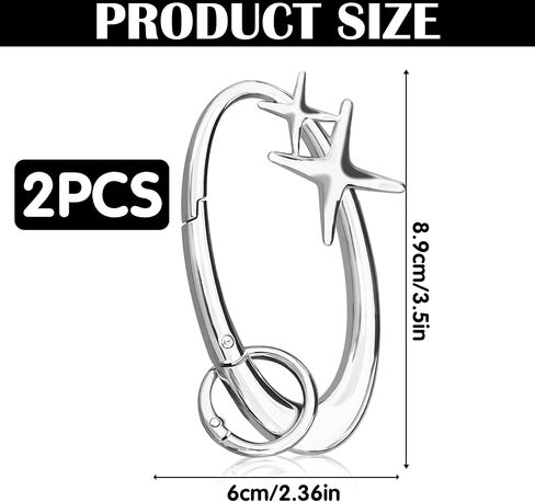 2pcs star carabiner keychain key ring cool chrome chrome remoy extrage material silver silver cute hight duty hook for car bashpag prose back charms charms in Saudi Arabia