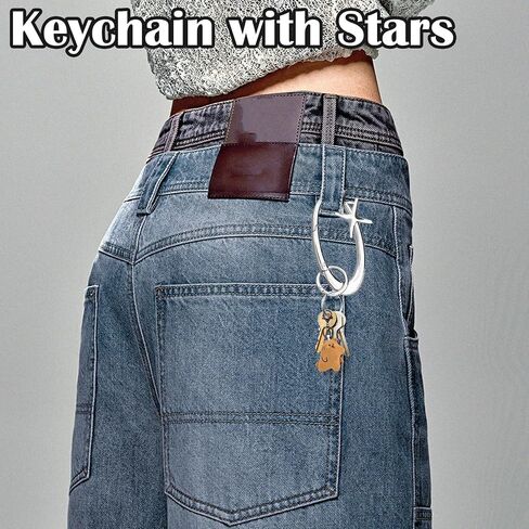 2pcs star carabiner keychain key ring cool chrome chrome remoy extrage material silver silver cute hight duty hook for car bashpag prose back charms charms in Saudi Arabia
