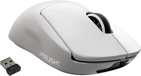 Logitech G PRO X Superlight Wireless Gaming Mouse, Ultra-Lightweight, Hero 25K Sensor, 25,600 DPI, 5 Programmable Buttons, Long Battery Life, Compatible with PC/Mac - White (Renewed) in Saudi Arabia