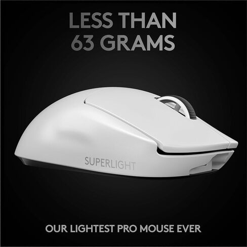 Logitech G PRO X Superlight Wireless Gaming Mouse, Ultra-Lightweight, Hero 25K Sensor, 25,600 DPI, 5 Programmable Buttons, Long Battery Life, Compatible with PC/Mac - White (Renewed) in Saudi Arabia