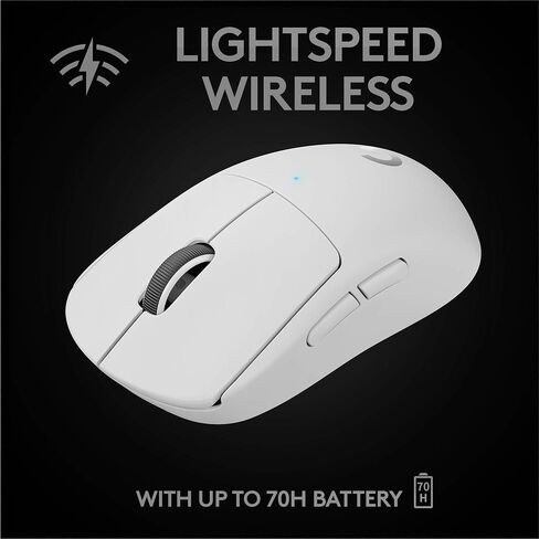 Logitech G PRO X Superlight Wireless Gaming Mouse, Ultra-Lightweight, Hero 25K Sensor, 25,600 DPI, 5 Programmable Buttons, Long Battery Life, Compatible with PC/Mac - White (Renewed) in Saudi Arabia