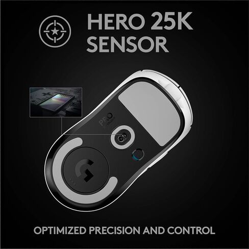Logitech G PRO X Superlight Wireless Gaming Mouse, Ultra-Lightweight, Hero 25K Sensor, 25,600 DPI, 5 Programmable Buttons, Long Battery Life, Compatible with PC/Mac - White (Renewed) in Saudi Arabia