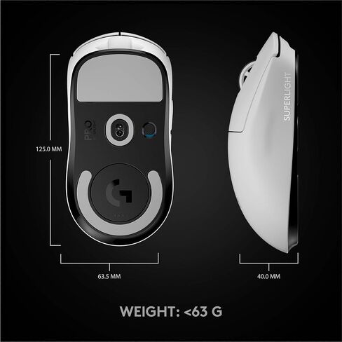 Logitech G PRO X Superlight Wireless Gaming Mouse, Ultra-Lightweight, Hero 25K Sensor, 25,600 DPI, 5 Programmable Buttons, Long Battery Life, Compatible with PC/Mac - White (Renewed) in Saudi Arabia