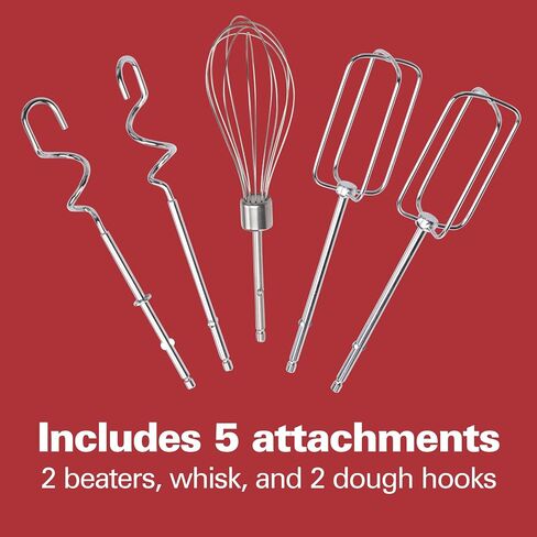 6 Speed Hand Mixer, Quick Button, 5 Attachments, 300 Watts, Stainless Steel，Quick and Easy Mixing, Storage Box, Mixing Control, Mixing, Folding, Beating, and Kneading Recipes, BB-916 in Saudi Arabia