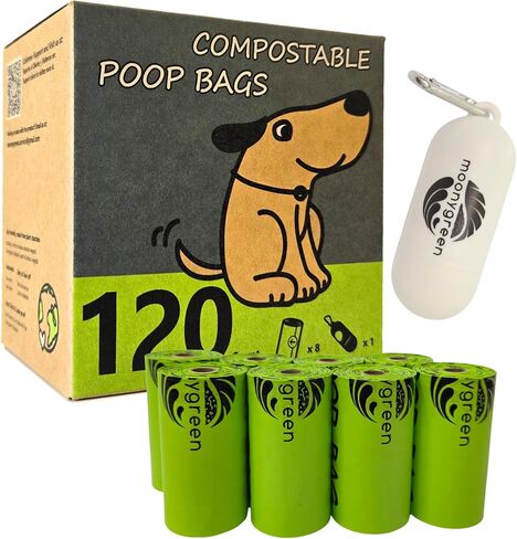 Certified Compostable Dog Poop Bag Rolls, Landfill friendly Doggie Poop Bags, Vegetable-Based, ASTM D6400, Unscented, Extra Thick, Leak Proof, Size 9 x 13 Inches, Refills 240 Counts in Saudi Arabia
