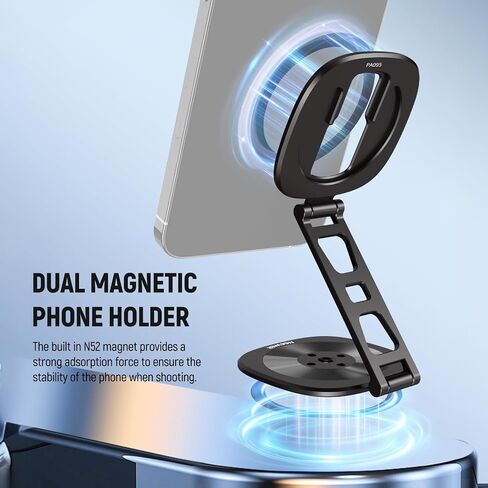 NEEWER PA095 Dual Magnetic Ring Holder for Phone, Slim Folding Magnetic Mobile Phone Holder with 1/4" Screw for Tripod Compatible with MagSafe iPhone Samsung Huawei Android for Video, PA095 in Saudi Arabia