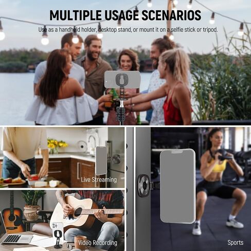 NEEWER PA095 Dual Magnetic Ring Holder for Phone, Slim Folding Magnetic Mobile Phone Holder with 1/4" Screw for Tripod Compatible with MagSafe iPhone Samsung Huawei Android for Video, PA095 in Saudi Arabia