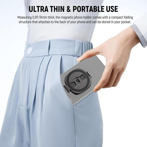 NEEWER PA095 Dual Magnetic Ring Holder for Phone, Slim Folding Magnetic Mobile Phone Holder with 1/4" Screw for Tripod Compatible with MagSafe iPhone Samsung Huawei Android for Video, PA095 in Saudi Arabia