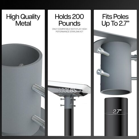 VIVO Steel Pole Adapter Designed for Starlink Flat High-Performance Satellite, Mounting Kit for Pole Installation, Hardware Included, Black, Mount-SLINK4 in Saudi Arabia