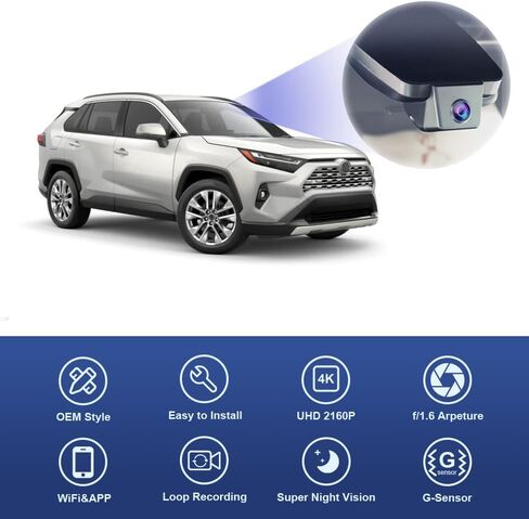 FITCAMX 4K DASH CAM مناسبة لـ Toyota RAV4 2022-2025 (طراز B/مع فتحة فتحة التهوية على الغلاف) ، Look OEM Factory ، فيديو UHD 2160P ، WiFi والتطبيق المدمج ، تسجيل حلقة ، G-SESOR ، PLUCT & PLAY ، 64GB CARD in Saudi Arabia