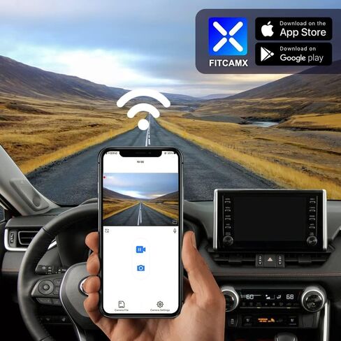 FITCAMX 4K DASH CAM مناسبة لـ Toyota RAV4 2022-2025 (طراز B/مع فتحة فتحة التهوية على الغلاف) ، Look OEM Factory ، فيديو UHD 2160P ، WiFi والتطبيق المدمج ، تسجيل حلقة ، G-SESOR ، PLUCT & PLAY ، 64GB CARD in Saudi Arabia