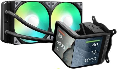 TRYX Panorama SE 240 ARGB 240mm AIO Rotatable 6.67'' AMOLED Curved Screen 3D Anamorphic Effect Customizable AIO Cooler 240mm Asetek Adela Pump 260w TDP ARGB Fan Intel LGA 1851/1700 AMD AM5/AM4 in Kuwait