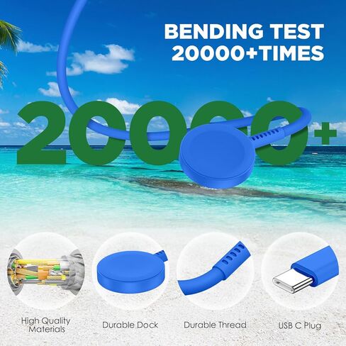 2-Pack Upgraded iWatch Charger Magnetic Wireless to USB C i-Watch Cable 3FT, Fast Charging for Apple Watch Series Ultra SE/8/7/6/5/4/3/2/1 Includes 38mm 40mm 42mm 44mm 45mm Size - White -4 in Kuwait