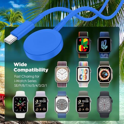 2-Pack Upgraded iWatch Charger Magnetic Wireless to USB C i-Watch Cable 3FT, Fast Charging for Apple Watch Series Ultra SE/8/7/6/5/4/3/2/1 Includes 38mm 40mm 42mm 44mm 45mm Size - White -4 in Kuwait