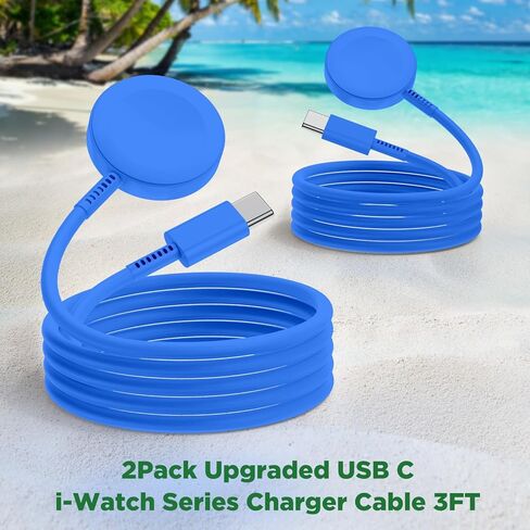2-Pack Upgraded iWatch Charger Magnetic Wireless to USB C i-Watch Cable 3FT, Fast Charging for Apple Watch Series Ultra SE/8/7/6/5/4/3/2/1 Includes 38mm 40mm 42mm 44mm 45mm Size - White -4 in Kuwait