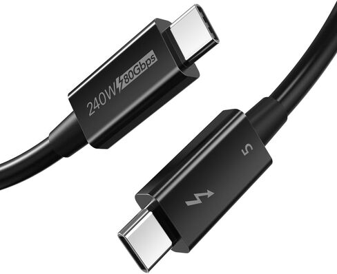 Thunderbolt 5 Cable 80GBPS/240W/5A ، متوافق مع عرض 8K/40 جيجابت في الثانية مع MacBook Pro الجديدة ، ThinkPad Yoga ، Alienware 17 وأكثر (معتمد) (2.64 قدم/0.8 م) in Saudi Arabia