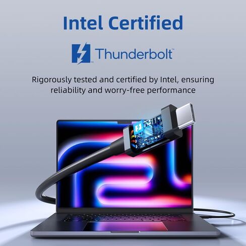 Thunderbolt 5 Cable 80GBPS/240W/5A ، متوافق مع عرض 8K/40 جيجابت في الثانية مع MacBook Pro الجديدة ، ThinkPad Yoga ، Alienware 17 وأكثر (معتمد) (2.64 قدم/0.8 م) in Saudi Arabia