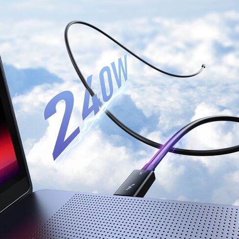 Thunderbolt 5 Cable 80GBPS/240W/5A ، متوافق مع عرض 8K/40 جيجابت في الثانية مع MacBook Pro الجديدة ، ThinkPad Yoga ، Alienware 17 وأكثر (معتمد) (2.64 قدم/0.8 م) in Saudi Arabia