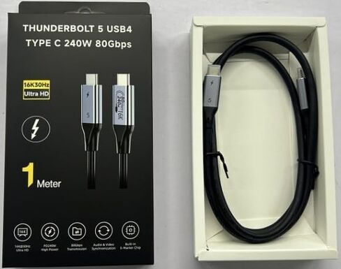 Thunderbolt 5 USB4 v2.0 Type C Cable 240W 80Gbps M/M 1M 3.3FT USB C, Type C to Type C, USB C M/M, Certified Super Fast for MacBook Pro,TS4 Dock, SSD Storage, iPad (Genuine New in Original Box) in Saudi Arabia