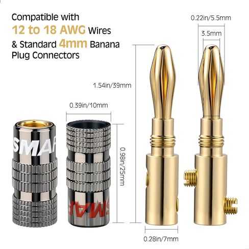 مقابس الموز لأسلاك السماعات ، موصلات مكبرات صوت مطلية بذهب 24 كيلو ، 6 أزواج/ 12pcs مجموعة قابس الموز in Kuwait