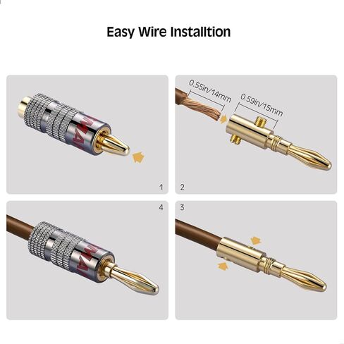 مقابس الموز لأسلاك السماعات ، موصلات مكبرات صوت مطلية بذهب 24 كيلو ، 6 أزواج/ 12pcs مجموعة قابس الموز in Kuwait