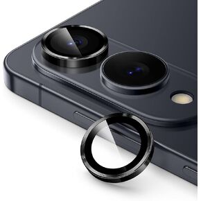 حامي عدسة كاميرا Jetech لـ Samsung Galaxy S25 Edge ، غطاء حلقة فردي معدني من الزجاج 9H ، واضحة ، واضحة ، مجموعة واحدة (أسود) in Kuwait