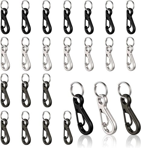 24 Sets Mini Carabiner Clip, Small Carabiner Clip Metal Spring Snap Hooks with 24PCS Double Loops, 1 Inch Mini Paracord Hanging Clips for Camera Strap, Flashlight, Key Chain, 3 Colors in Saudi Arabia